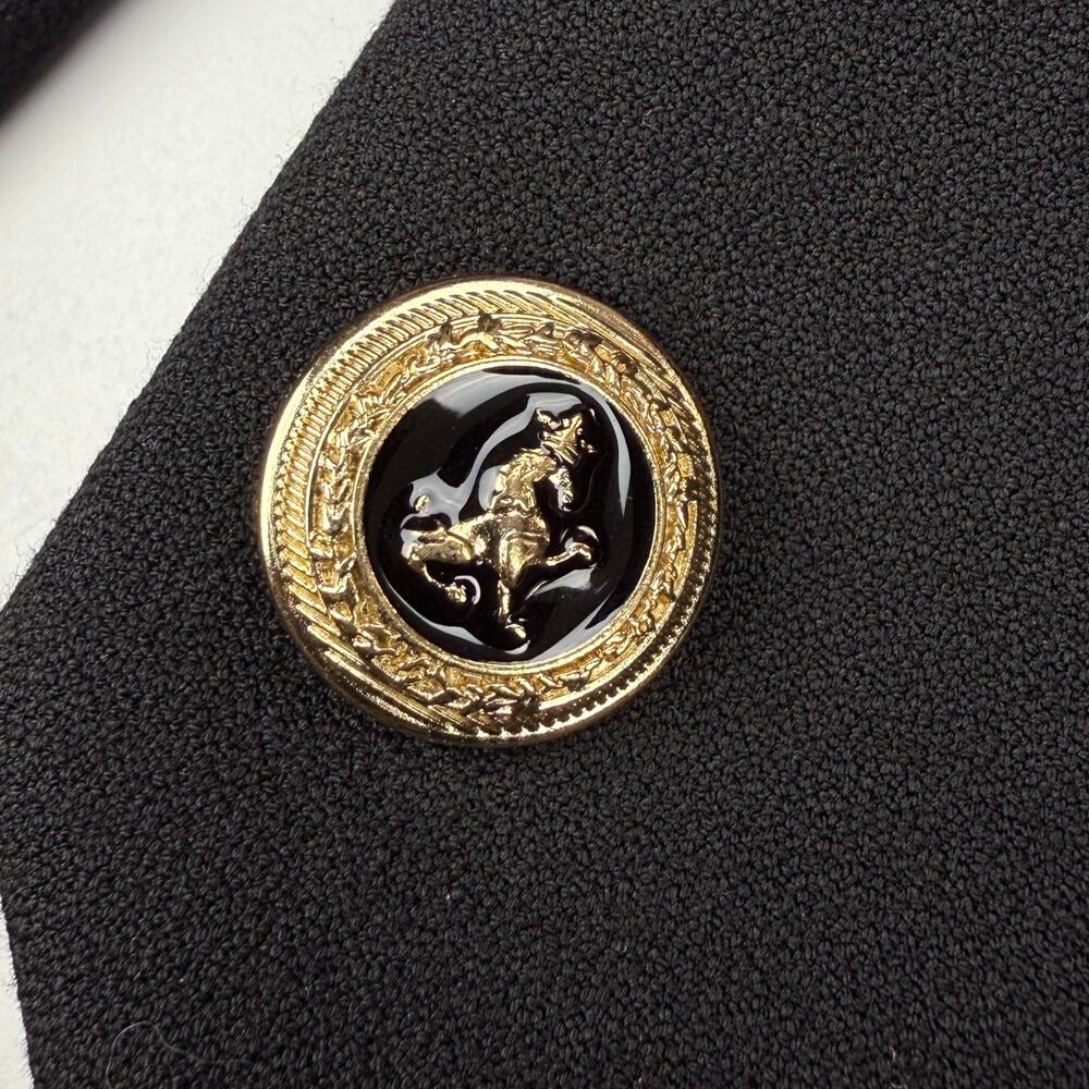 ZARA Tailored Double Breasted Gold Button Black Blazer Size Medium - Picture 7 of 10
